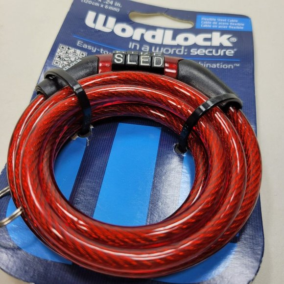 Wordlock Combination Preset Word Combo RED 4' Cable Bike Lock CL-565 - Picture 3 of 4